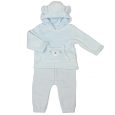 G33060:  Baby Sky Bear Hooded Plush Fleece Top & Jog Pant Set (6-24 Months)